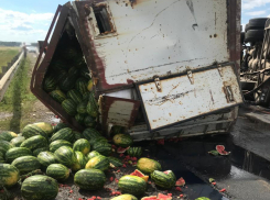 «Citroen» опрокинул «КамАЗ» с арбузами и заблокировал «Каспий» в Тамбовском районе