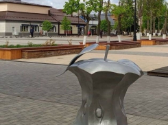 В Мичуринске на главной площади установили новый арт-объект — надкушенное яблоко