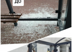 В Тамбове вандалы разбили новый остановочный павильон через час после его установки