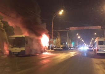 В Тамбове дотла сгорел автобус на маршруте 